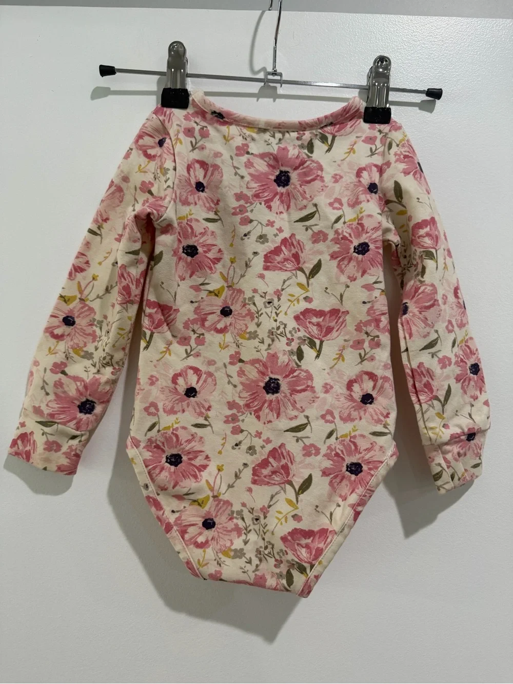 SweetHoney Pink Floral Peter Pan Collar Long-Sleeve Bodysuit